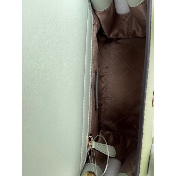 Michael Kors satchel purse carmen medium flap bag color block light sage multi - Picture 8 of 11